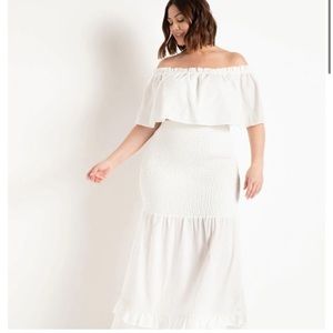 Eloquii two piece , ruffled top and maxi skirt